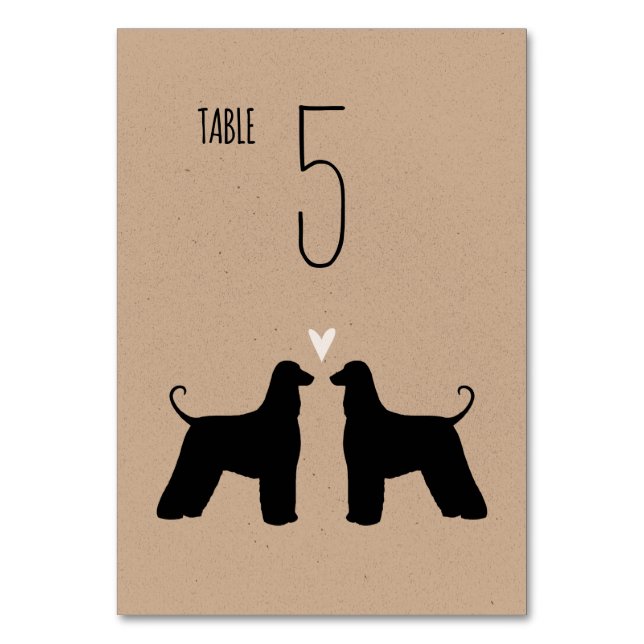 Tarjeta De Mesa Recepción de bodas con siluetas de perro anilladas (Anverso)