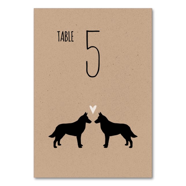 Tarjeta De Mesa Recepción de bodas de eslúpulos de perro malinois (Reverso)