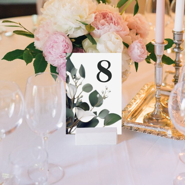 Tarjeta De Mesa Recepción de bodas de eucalipto moderna (Modern Eucalyptus Wedding Reception Table Number)