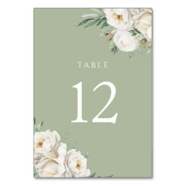 Tarjeta De Mesa Recepción de bodas de flores blancas y verdes