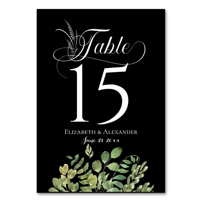 Tarjeta De Mesa Recepción de bodas de follaje simple (Anverso)