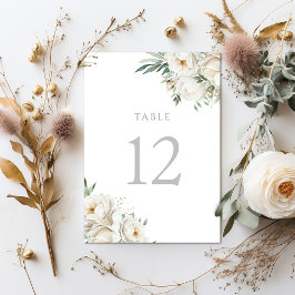 Tarjeta De Mesa Recepción de bodas de hojas de salvia y flores bla