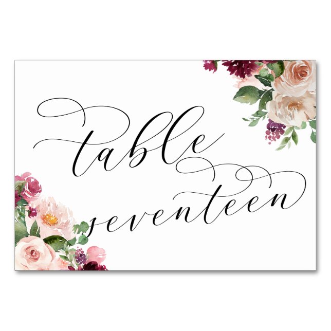 Tarjeta De Mesa Recepción de bodas de la caligrafía Adore Fancy 17 (Anverso)