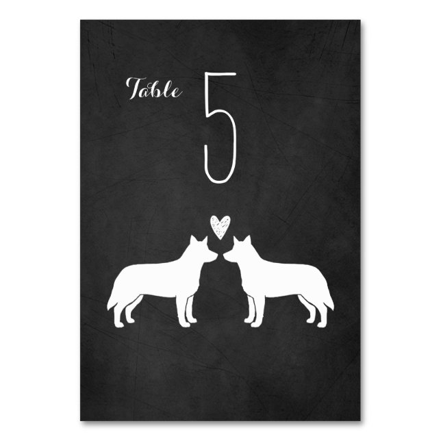 Tarjeta De Mesa Recepción de bodas de perros de ganado australiano (Anverso)