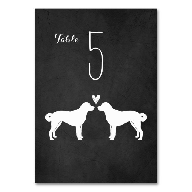 Tarjeta De Mesa Recepción de bodas de perros pastores anatolianos (Anverso)