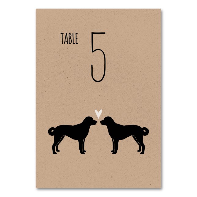 Tarjeta De Mesa Recepción de bodas de perros pastores anatolianos (Anverso)
