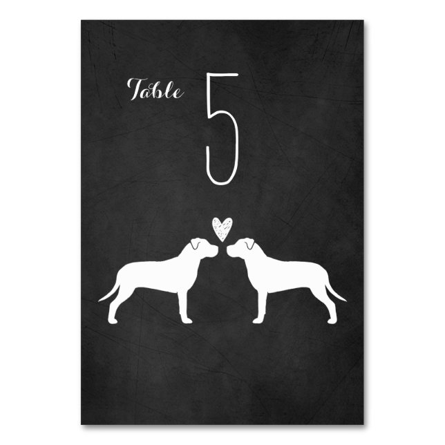 Tarjeta De Mesa Recepción de bodas de raza de perros con siluetas  (Anverso)