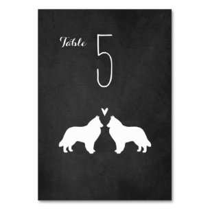 Tarjeta De Mesa Recepción de bodas de Sheepdog Silhouettes de Bélg