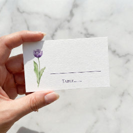 Tarjeta De Mesa Recepción de bodas de tulipanes púrpura minimalist