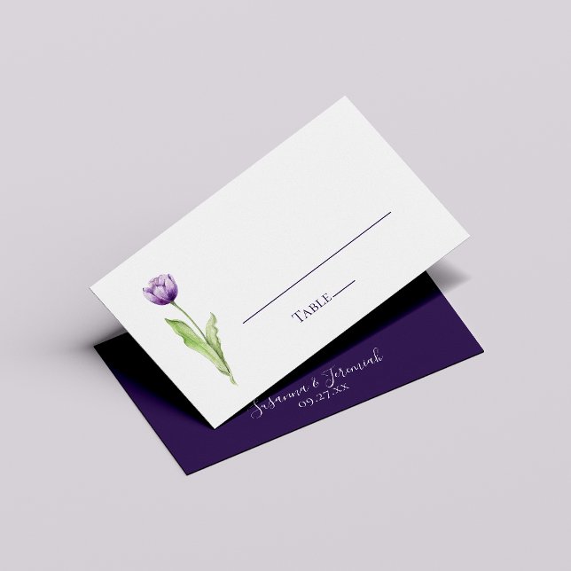 Tarjeta De Mesa Recepción de bodas de tulipanes púrpura minimalist (Subido por el creador)