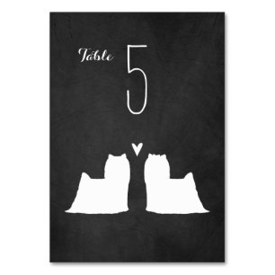 Tarjeta De Mesa Recepción de bodas de Yorkshire Terrier Silhouette