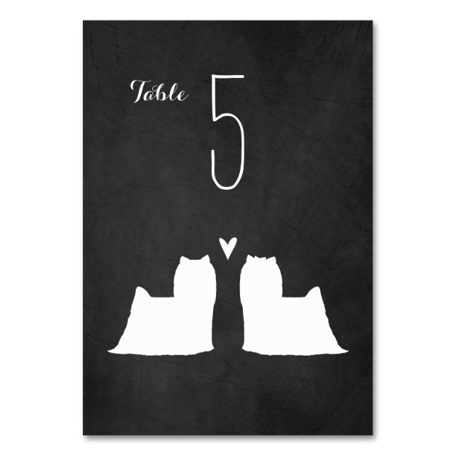 Tarjeta De Mesa Recepción de bodas de Yorkshire Terrier Silhouette (Anverso)