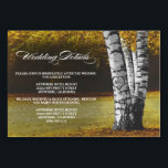 Tarjeta De Mesa Recepción de bodas en árbol de aves otoño   tarjet<br><div class="desc">Recepción de Boda de Birch Tree esculpida Tarjetas de Hotel - incluye estas tarjetas de detalle para informar a sus huéspedes de la recepción, la cronología de la recepción y la información del hotel para facilitar la planificación. Si es necesario, puede agregar más información haciendo clic en el botón personalizar...</div>