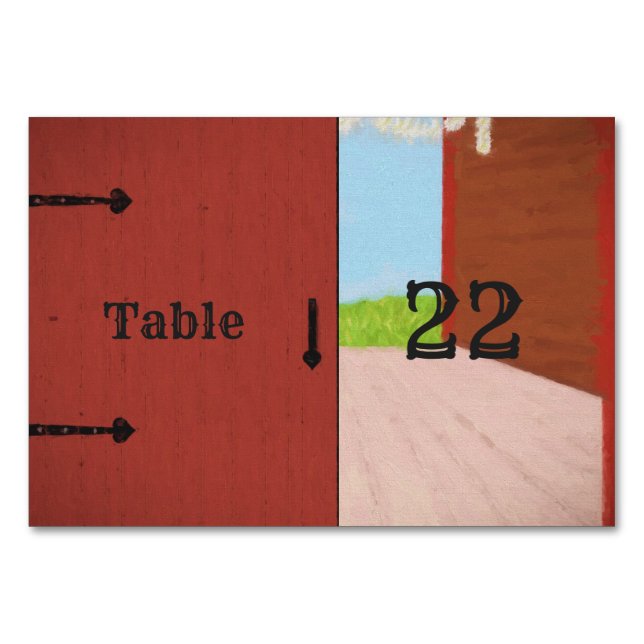 Tarjeta De Mesa Recepción de Bodas en el Campo Red Barn y Daisies (Reverso)