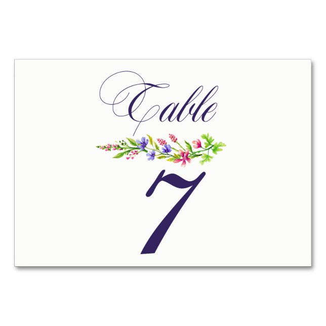Tarjeta De Mesa Recepción de Bodas Pastel con flores de verano (Anverso)