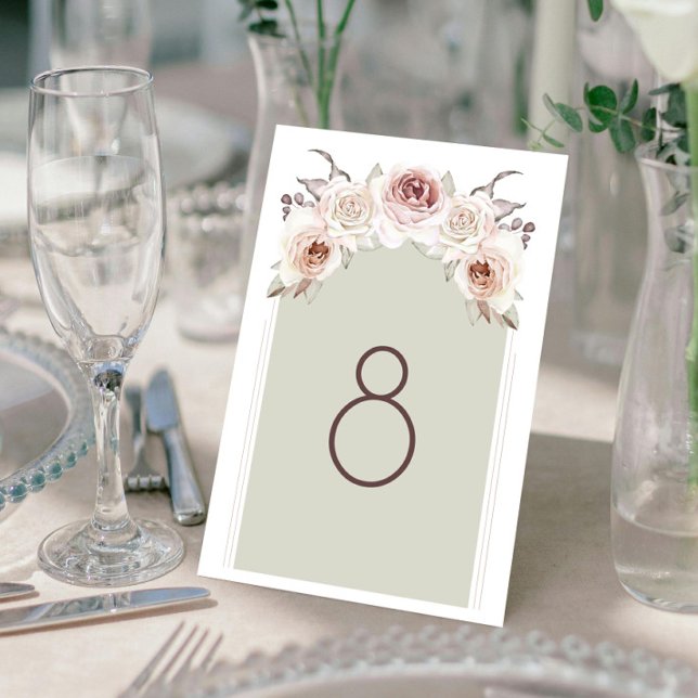 Tarjeta De Mesa Recepción de Bohemia Rosa de Arco (Bohemian Rose Arch Wedding Reception Table Number)