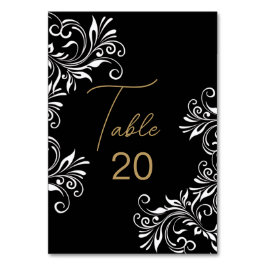 Tarjeta De Mesa Recepción de la boda dorada y negra