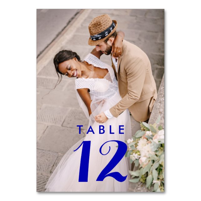 Tarjeta De Mesa Recepción de matrimonio de fotos de la modernidad  (Anverso)