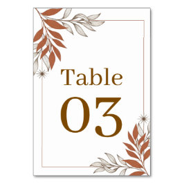 Tarjeta De Mesa Recepción de mesa de hoja de arcilla terrosa boho