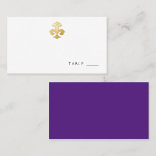 Tarjeta De Mesa Recepción Gold Purple Fleur de Lis Damask
