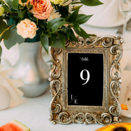Tarjeta De Mesa Recepción minimalista de bodas en monograma | Negr