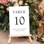 Tarjeta De Mesa Recepción sencilla y elegante de boda<br><div class="desc">Simple señal de número de la mesa de la recepción de bodas con "Table" y el número de la mesa en la elegante tipografía serif, y sus nombres y la fecha de recepción en tipografía moderna. Cree cada número de tabla individualmente y añada a su carrito de compras uno por...</div>