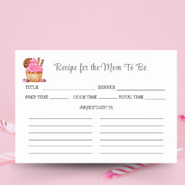 Tarjeta De Mesa Receta de Baby Shower de Cupcake de Rosa Acuarela 