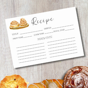Tarjeta De Mesa Receta de rollos de canela con acuarela