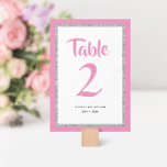 Tarjeta De Mesa Rectángulo rosado y plateado de Bat Mitzvah Purpur<br><div class="desc">Este número de mesa de moda de Bat Mitzvah presenta un purpurina falso brillante sobre un fondo de color sólido. Utilice el formulario de plantilla para agregar su propia información. La función "Personalizar" puede utilizarse para cambiar el estilo,  el color y la disposición del tipo de letra.</div>