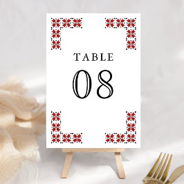 Tarjeta De Mesa Red and Black Ukrainian Embroidery Wedding