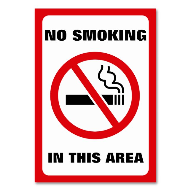 Tarjeta De Mesa Red and White No Smoking (Anverso)
