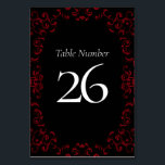 Tarjeta De Mesa Red & Black Swirl Gothic Boda<br><div class="desc">Nuestro hermoso diseño de Boda gótico Red & Black Swirl es oscuro,  pero encantador con nuestro diseño de desplazamiento artístico. Están diseñados en una colección de varios elementos para que todo tu boda pueda ser coordinado con el mismo estilo.</div>