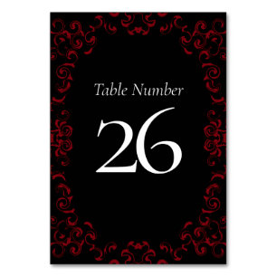 Tarjeta De Mesa Red & Black Swirl Gothic Boda