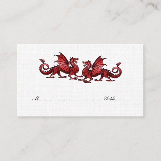 Tarjeta De Mesa Red Elegant Dragons Boda Place Card (Anverso)