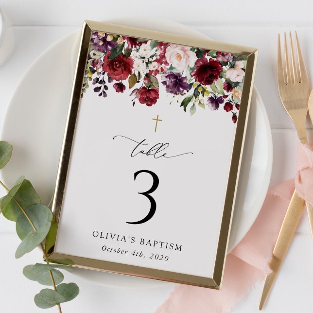 Tarjeta De Mesa Red Flowers, Pink Flowers, Baptism Table Numbers (Subido por el creador)