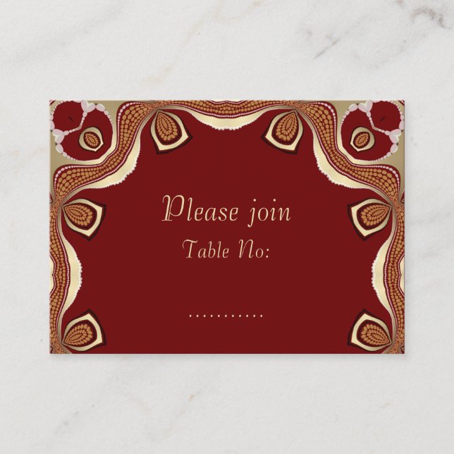 Tarjeta De Mesa Red+Gold Tribal Real Event Table Card (Anverso)