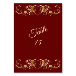 Tarjeta De Mesa Red Golden Geometric Elegant Wedding Party