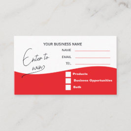 Tarjeta De Mesa Red Logo Raffle Enter to Win Ticket