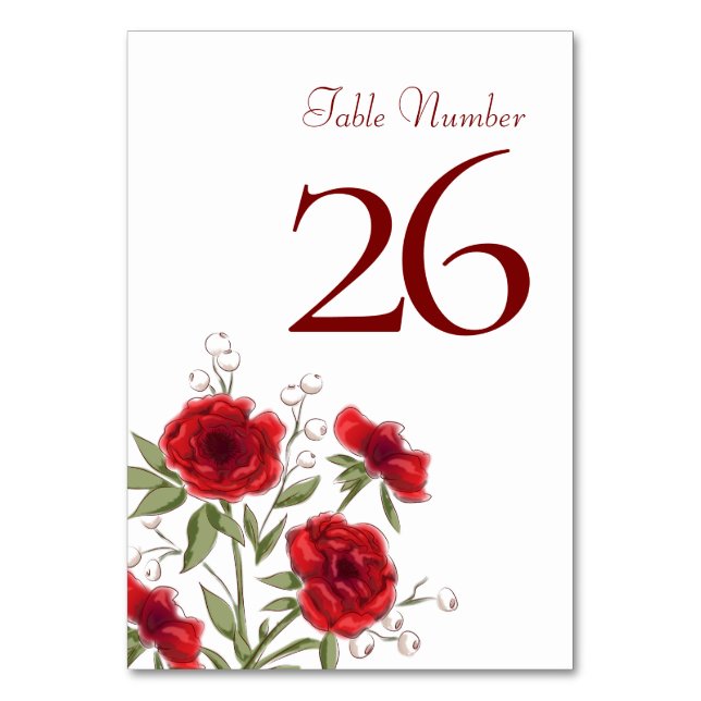 Tarjeta De Mesa Red Rose Romantic Wedding (Anverso)