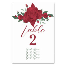 Tarjeta De Mesa Red Roses Boho Boda