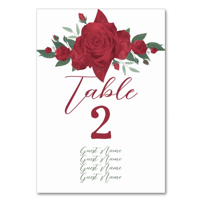 Tarjeta De Mesa Red Roses Boho Boda (Reverso)