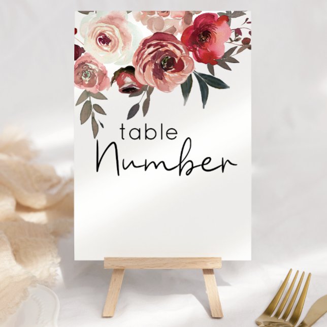 Tarjeta De Mesa Red Rubor Floral Rosas Boda Número de tabla (Subido por el creador)