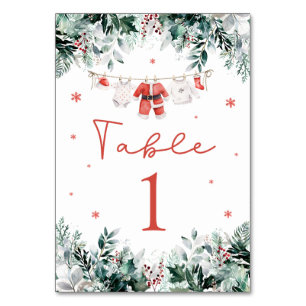 Tarjeta De Mesa Red Santa Baby Navidades Baby Clothes Baby Shower