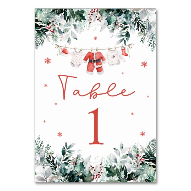 Tarjeta De Mesa Red Santa Baby Navidades Baby Clothes Baby Shower (Anverso)