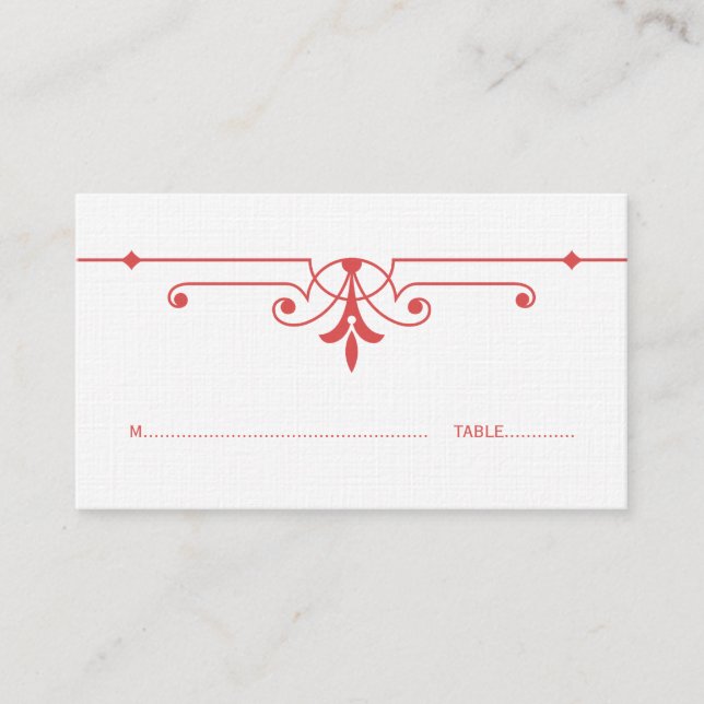 Tarjeta De Mesa Red v2 Fancy Ornamental Place Card (Anverso)