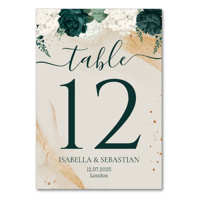 Tarjeta De Mesa Refined Green Dusty Rose Wedding Florals (Anverso)