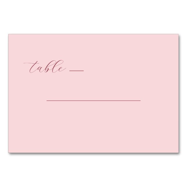 Tarjeta De Mesa Refined Pink Calligraphy Table (Anverso)