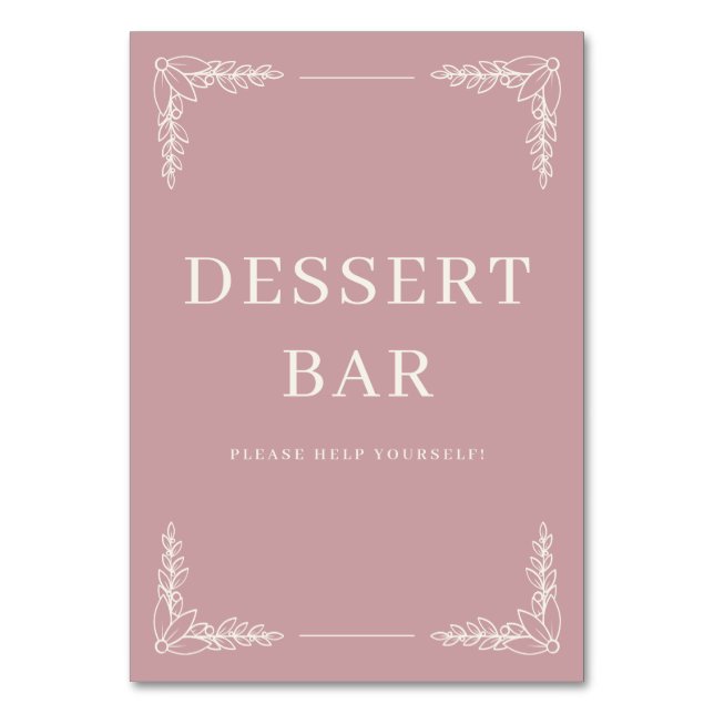 Tarjeta De Mesa Refined Pink Floral Dessert Bar (Anverso)