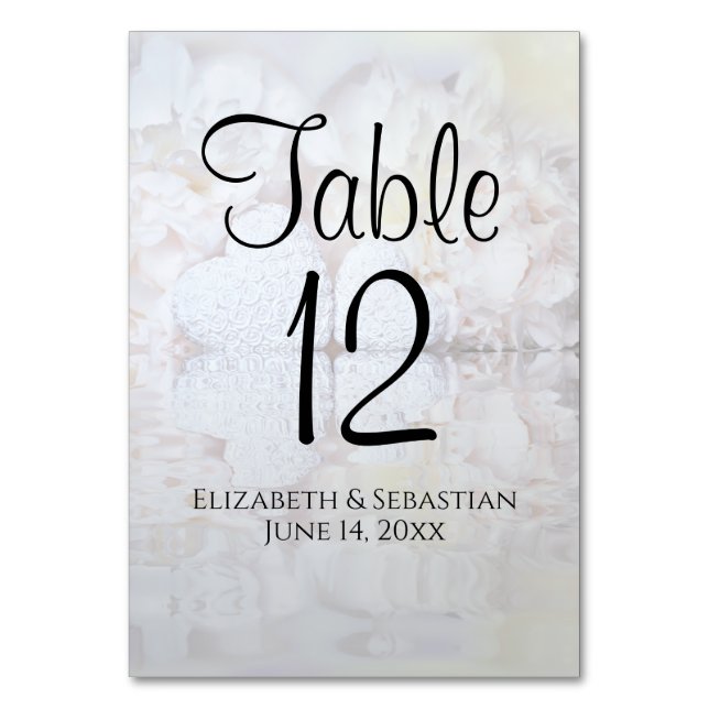 Tarjeta De Mesa Reflejando a los blancos y Bodas cardíacos (Reverso)