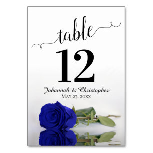 Tarjeta De Mesa Reflejando la boda elegante del Rosa azul real